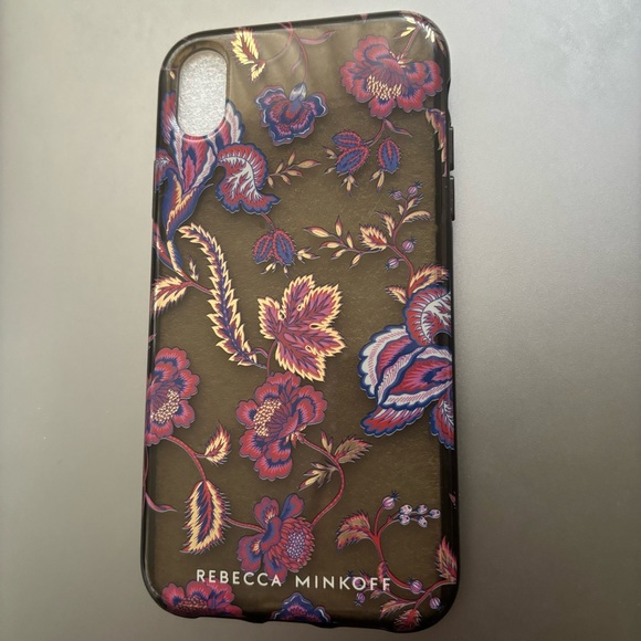Rebecca Minkoff iPhone XR case, Hypnotic Floral blk translucent w/metallic gold - Picture 4 of 14